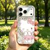 Чехол для iphone Air XR 16 Plus 18 Pro Max 13 XS Max 14 17 Pro 12 11 15 Серебристый Блеск Трескающийся Фон Hello Kitty Милый