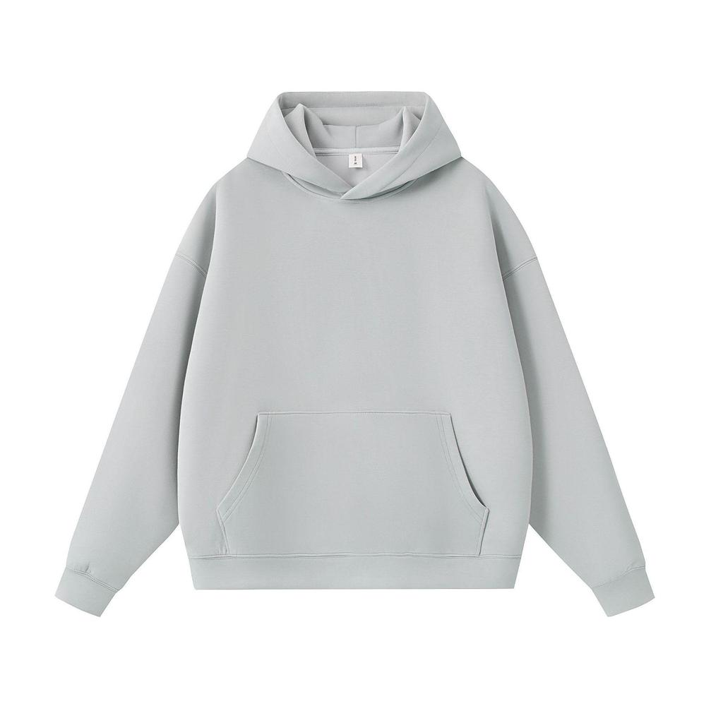 400g Heavyweight Five-Thread Liquid Cotton Solid Color Pullover Hoodie with Loose Drop Shoulders