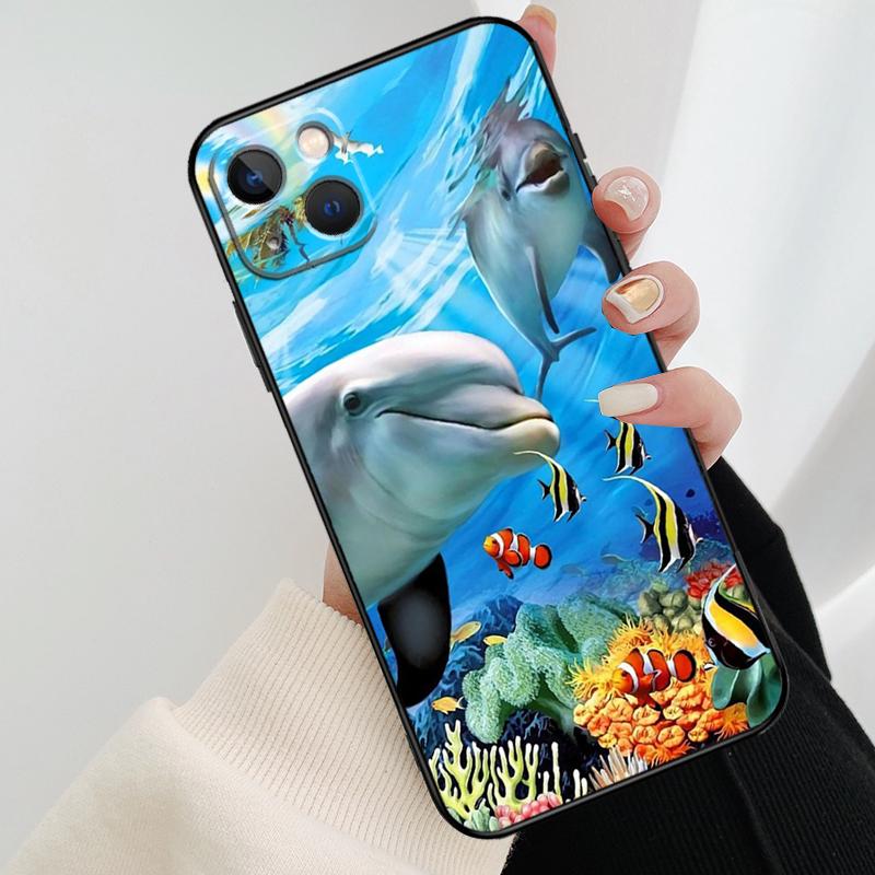 Милый Чехол для Телефона с Дельфином и Океаном Для iPhone 17 Pro Max 15 14 13 11 12 16 Pro Max mini 15 16 Plus 16e 17 Air Cover