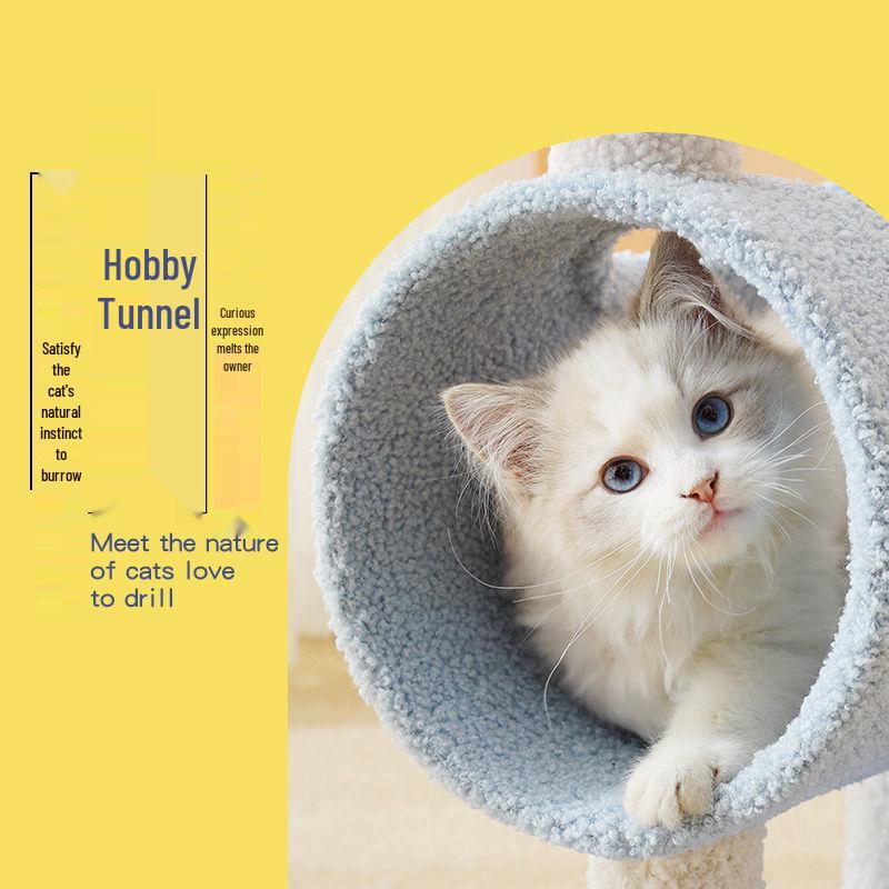 Space-Saving Cat Tree with Bed & Scratching Post for Small Apartments