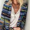 Осенне-зимний свободный солнечный игривый красочный женский вязаный кардиган с принтом