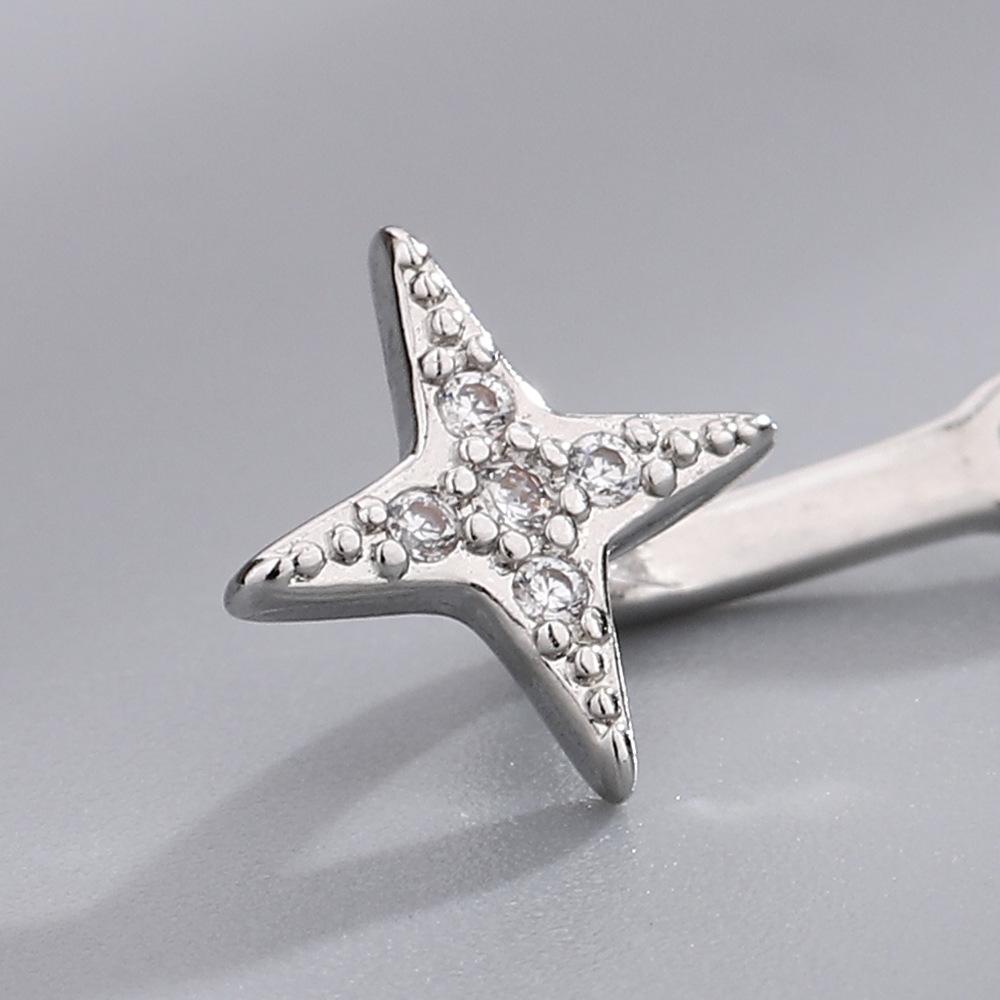 Серьги с серебряным покрытием S925 Милая классная девчонка, многофункциональные серьги-кресты и звезды из циркония Серьги с четырьмя сверкающими бриллиантами