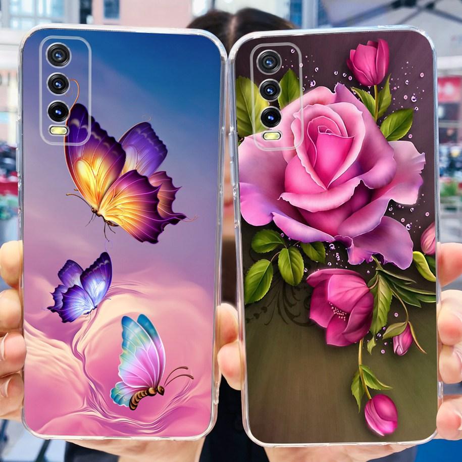 Для Vivo Y11s Y12s Чехол V2028 V2026 V2033 Популярный Цветок Прозрачная Силиконовая Задняя Крышка Для Vivo Y20 Y20i Y20s V2029 V2027 V2032 Funda