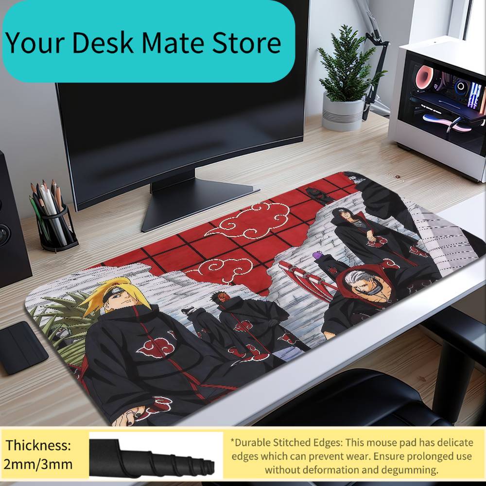 Anime NARUTO Akatsuki Mousepad Large Desk Mat Keyboard Ergonomic Office Rubber PC Non-slip Anti-fray Home Custom Game