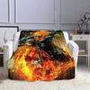Flame Skeleton Motorcycle digital-printed polyester Bedroom velvet flannel cover blanket Fleece soft cover blankets for beds