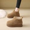 Модные женские толстые зимние сапоги, новые зимние сапоги с круглым носком, замшевым голенищем, утепленные, теплые, противоскользящие, износостойкие, короткие сапоги