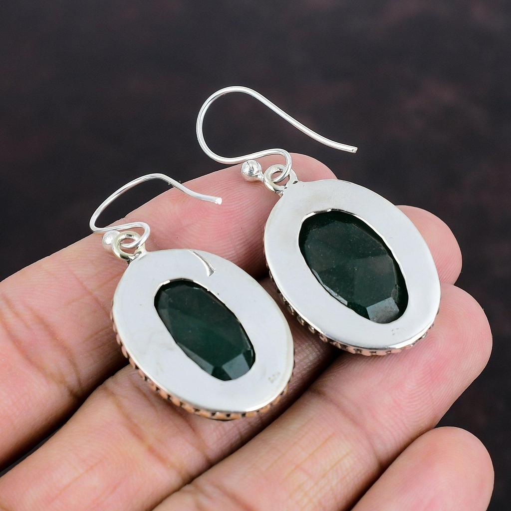 Серьги с ограненным замбийским изумрудом, серьги из стерлингового серебра 925 пробы, серьги в винтажном стиле, ювелирные изделия ручной работы, серьги-подвески с драгоценными камнями, подарки для матери