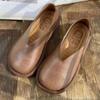 Модные мокасины Роскошная кожа Повседневные Круглый носок Плоская женская обувь Коричневые балетки Женская обувь Оптом Y2k С винтажным социальным
