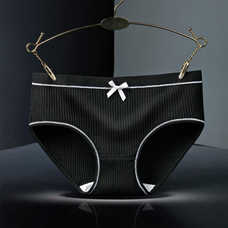Модные женские трусики с бантом, нижнее белье больших размеров, удобные дышащие трусы со средней талией