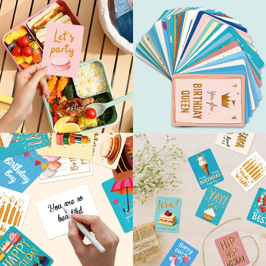 50Pcs English Birthday Cards With Cartoon Text And Writing Space For International Celebrations