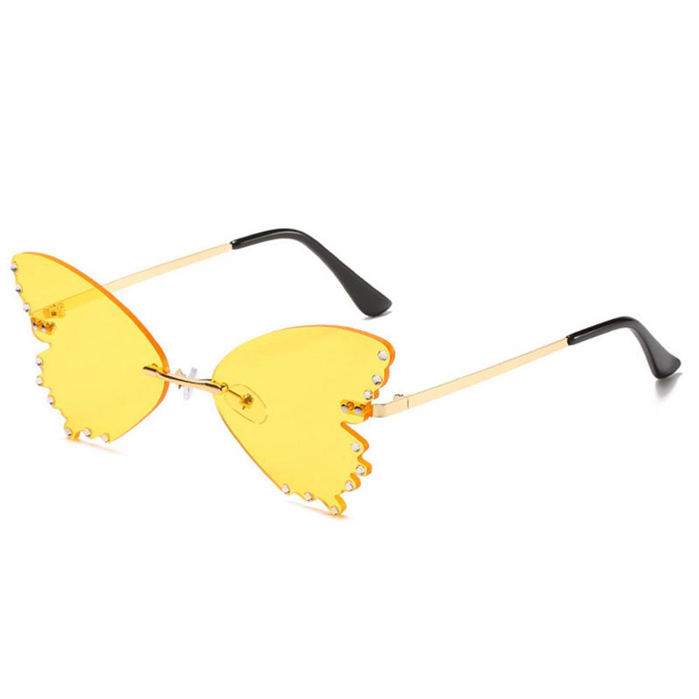 New European and American style sunglasses for men and women, celebrity-inspired, fashionable, unique, frameless, butterfly-shaped, and quirky