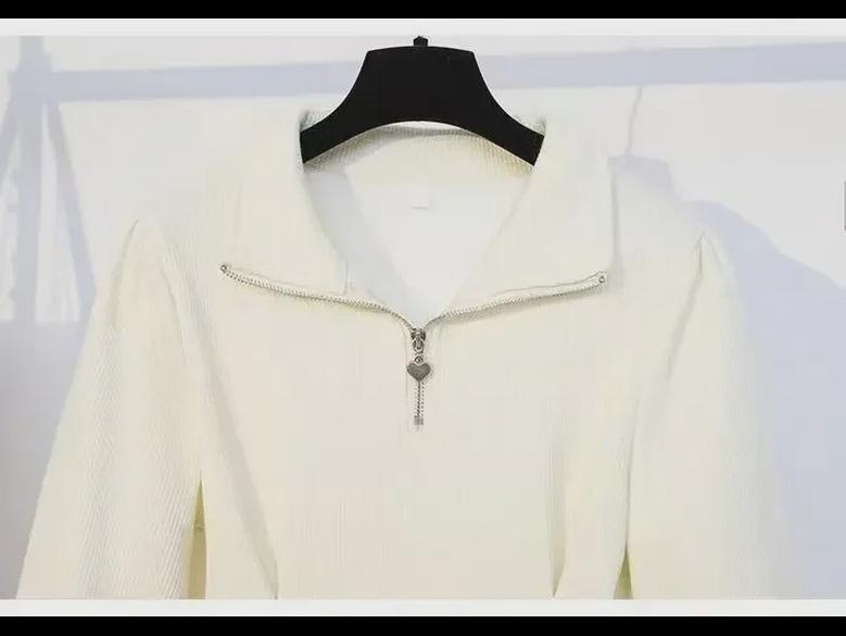 Женское платье-свитер на молнии в корейском стиле больших размеров - плотный бархат, однотонный, повседневная длинная юбка на осень/зиму