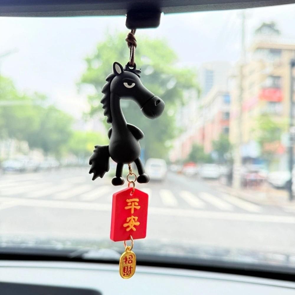 Traditional Spring Festival Car Hanging Pendant Zodiac Pony Figurine Car Ornament New Year Gift