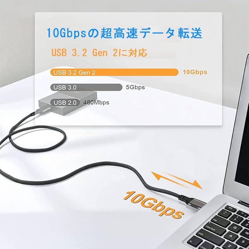 USB Type C Cable 0.3M USB-A To USB-C Cable [10Gbps Data Transfer 60W Fast Charging] USB3.2 Gen2 Standard PD Compatible Type C Heavy Duty Nylon Knit