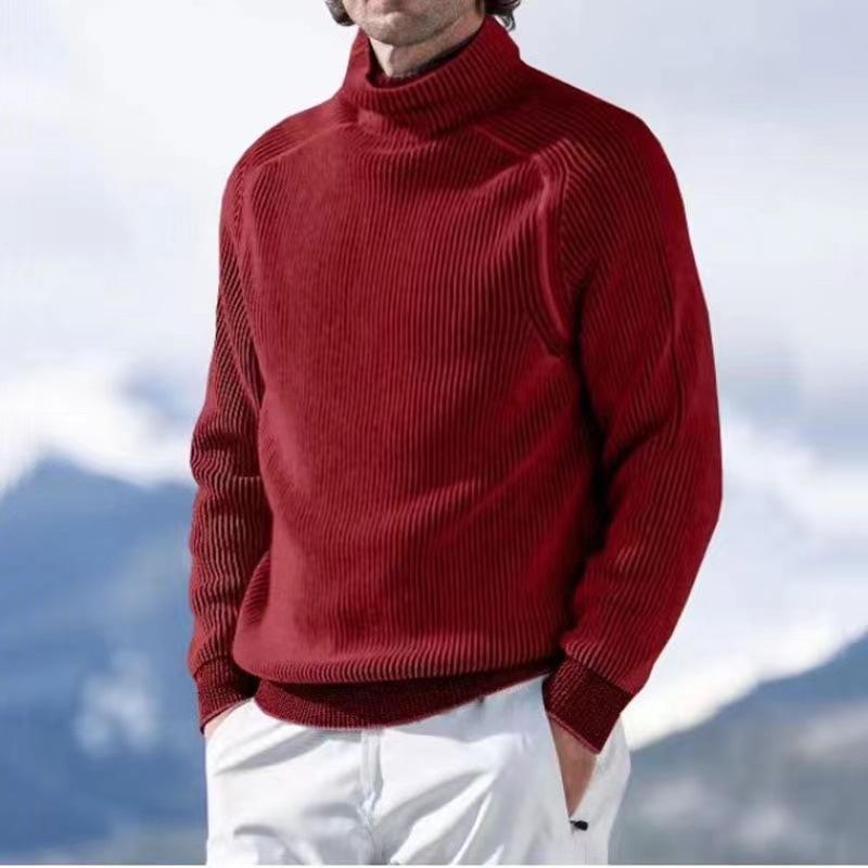 Men S Plus Size High Neck Long Sleeve Warm Knit Sweater For Autumn Winter