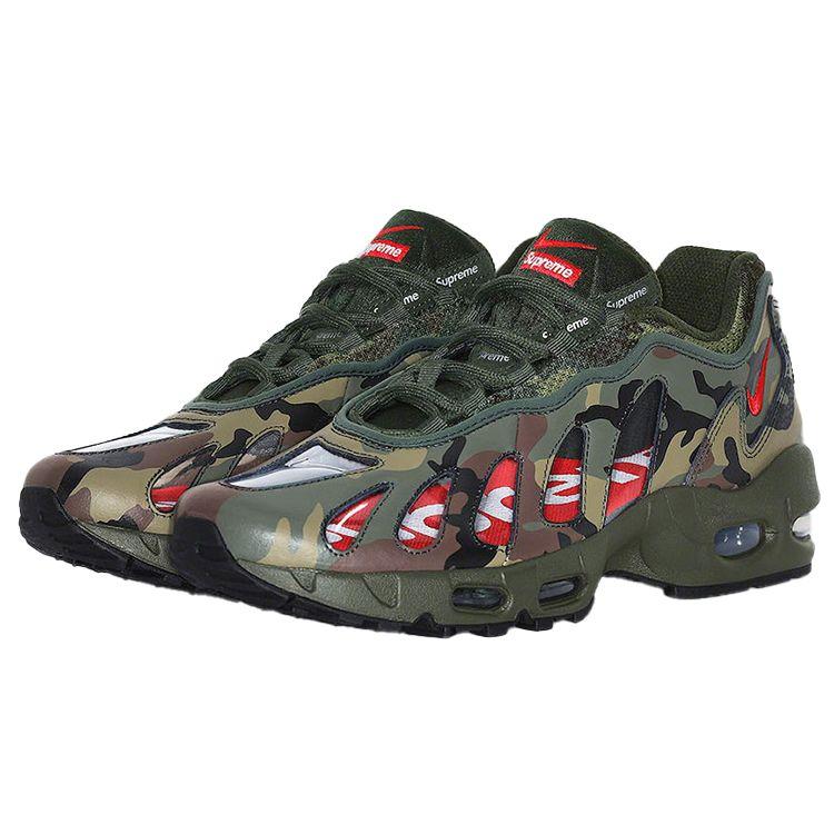 Кроссовки Supreme x Nike Air Max 96 Camo Мужские Зеленый Темно-Армейский Скоростной Красный CV7652-300