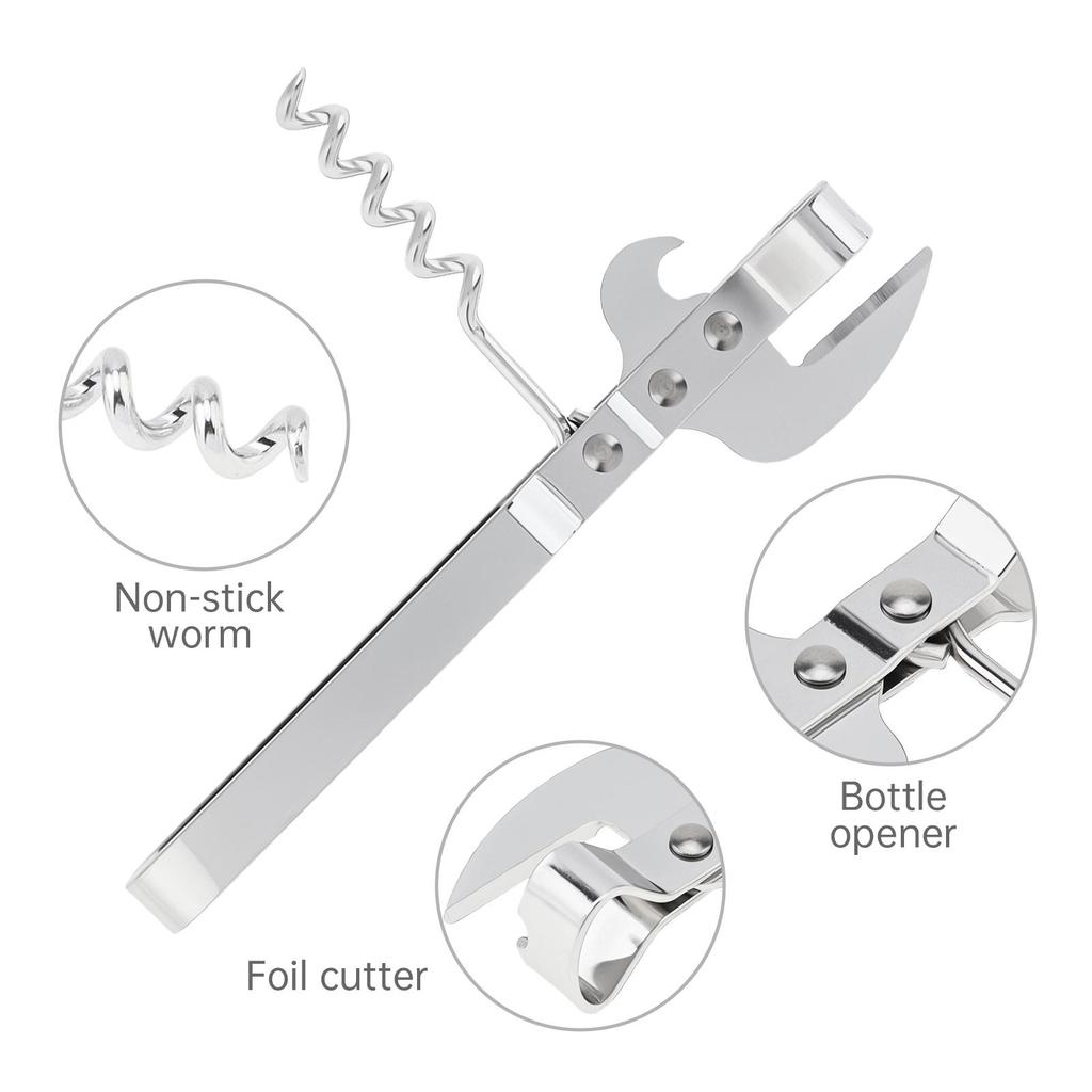 Многофункциональная открывалка для банок из нержавеющей стали, открывалка для пивных бутылок, регулируемая ручная открывалка для банок, захват, кухонные принадлежности, серебристый цвет