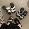 2024 New Gladiator Summer Slippers Sandalias Fashion Platform Elegant Open Toe Slipper Comfort Beach Chunky Heeled Casual Slides