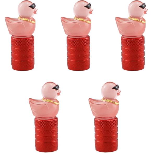 Cute Duck Valve Stem Caps, Tire Valve Caps, Glow in The Dark Hot Rubber Cover (5 Pack) Universal for Car Truck SUV Motorcycle Bicycle Replacement