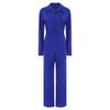 Womens Fashion Jumpsuit Button Front Design Casual Solid Color Turn Down Collar Long Sleeve Coverall