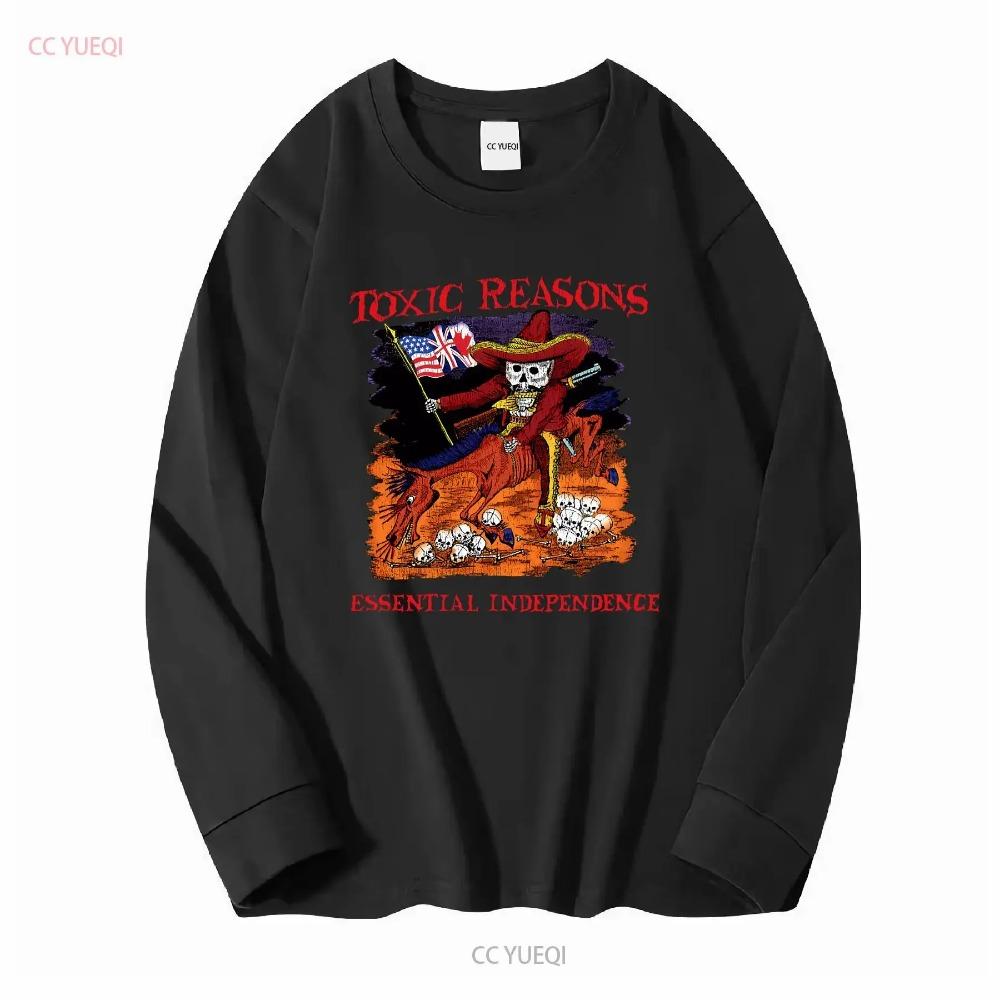 Футболка Toxic Reasons Черного цвета Панк Коллекция Готов в S 2XL длинный или короткий рукав винтажная Выстиранная Мягкая