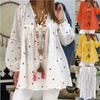 White Elegant Ruffles Lantern Sleeve Women's Blouse Boho Printed Tops Female Blusa 2021 Spring Summer Lady Blouses Plus Size