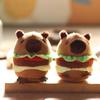 Kawaii Plushie Cute Capybara Hamburger Keychain Plush Simulation Capibara Fluffty Toy Stuffed Animals Soft Doll Kids Gift