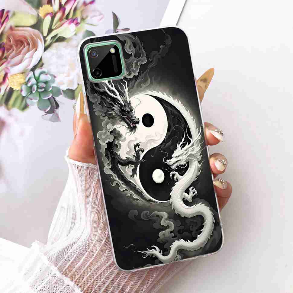 For Oppo Realme C11 Case RMX2185 Cute Cat Cartoon Soft Silicone Phone Back Cover For Realme C11 C 11 RealmeC11 2020 Case Capa