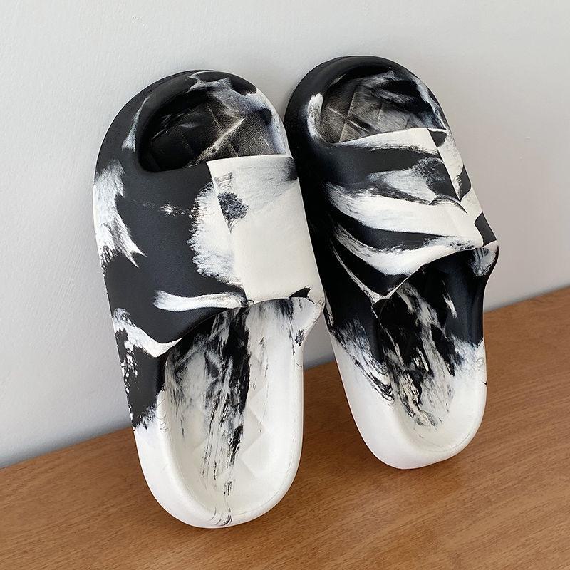 Летние тапочки в уличном стиле из ЭВА на толстой подошве для мужчин и женщин: Дизайн Splash Ink, идеально подходит для улицы, дома и ванной.