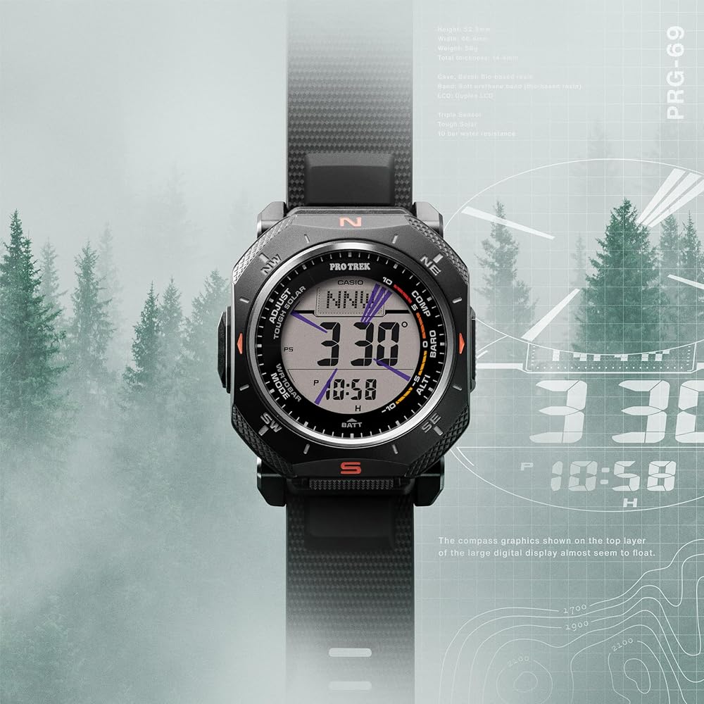Мужские часы Casio Pro Trek Climber Line Tough Solar Экологичные PRG-69-4JF Оранжевые