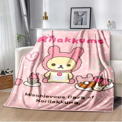 Мультяшное аниме одеяло Rilakkuma для походов, пикника, кровати, супермягкое, милое кавайное флисовое одеяло, подарок на день рождения#(7)