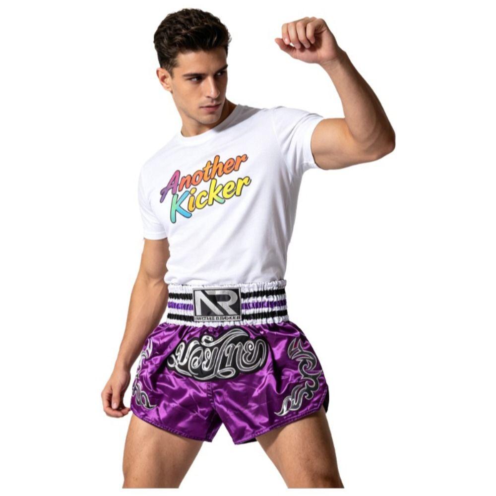 Embroidery Design Boxing Shorts Purple Color Kickboxing Shorts New Fight Shorts Men Women