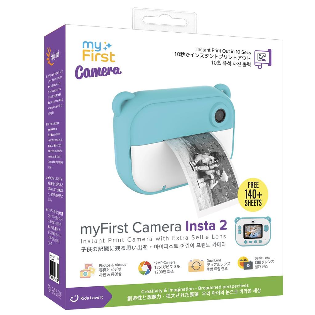 MyFirst Camera Insta 2 [Без чернил, Моментальная печать] 12 МП Двойной объектив Таймер, 10-секундная печать, Сверхлегкий, Синий