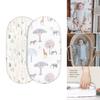 Pack of 2pcs Baby Fitted Sheet Crib Bed Cover Sheet Cartoon Print Bassinet Sheet Mattress Covers Elastic Removable Cover