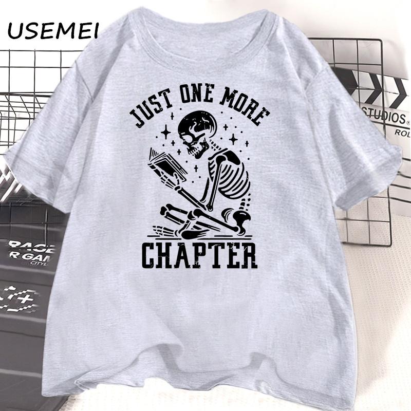 Футболки Just One More Chapter Футболка с забавным черепом и книжным червем Футболка для любителей чтения и учителей Футболка унисекс из хлопка с коротким рукавом