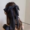 Korean Solid Color Large Black Bow Hairpin for Women Girl Long Ribbon Chiffon Big Bowknot Barrette Ponytail Clip Hair Accessorie