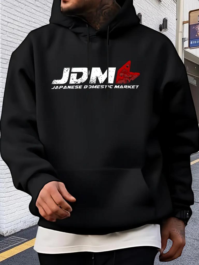 Толстовка с капюшоном - Черная толстовка-пуловер с графикой JPDM для японского рынка