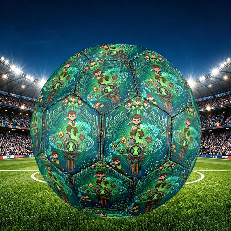 Ben 10 Cartoon Print Size 5 Soccer Ball, PU Wear Resistant Football for Match Training and Daily Practice, Birthday Gift for Soccer Fans