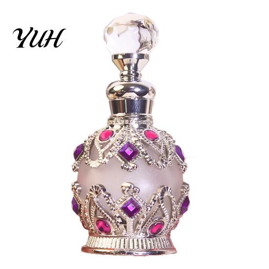 Decorative Perfume Bottle 15ML Vintage Luxury Refillable Bottle, Essential Oil & Fragrance Glass 15ml Dubai Arabian Style Empty Container for