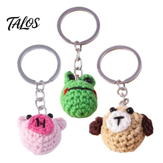 Милый Анимальный Крючком Брелок Мини Ручной Работы, Вязаный Свинья Лягушка Собака Сумка Пряжа Кольцо для Ключей Шарм, Мягкий Подвеска Аксессуар для Рюкзака Сумки Кошелек