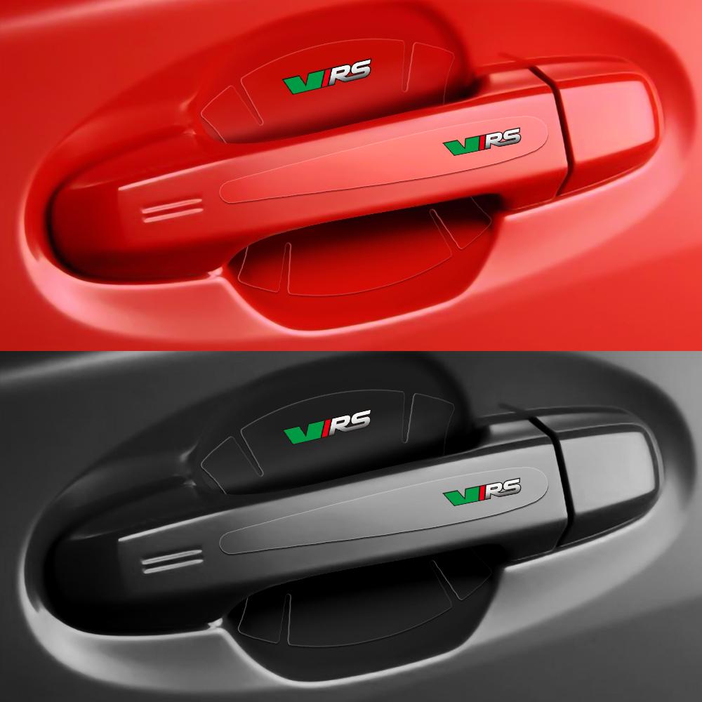NADH5 8PCS Car Door Handle Cup Protector Stickers Protection Film Accessories For Skoda VRS Fabia Rapid Superb Octavia Kodiaq Scala A5