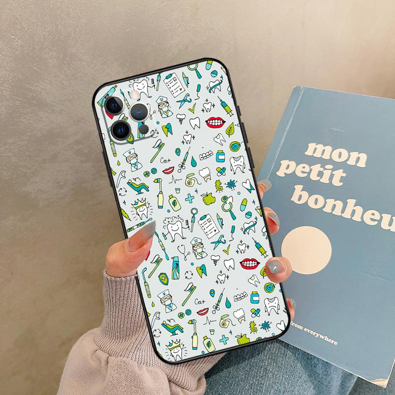 Стоматолог Зуб Стоматологический Гигиенист Чехол Для iPhone 17 Air 16 15 14 13 11 12 Pro Max 13 mini XR 15 16 Plus 16e Задняя Крышка Корпус