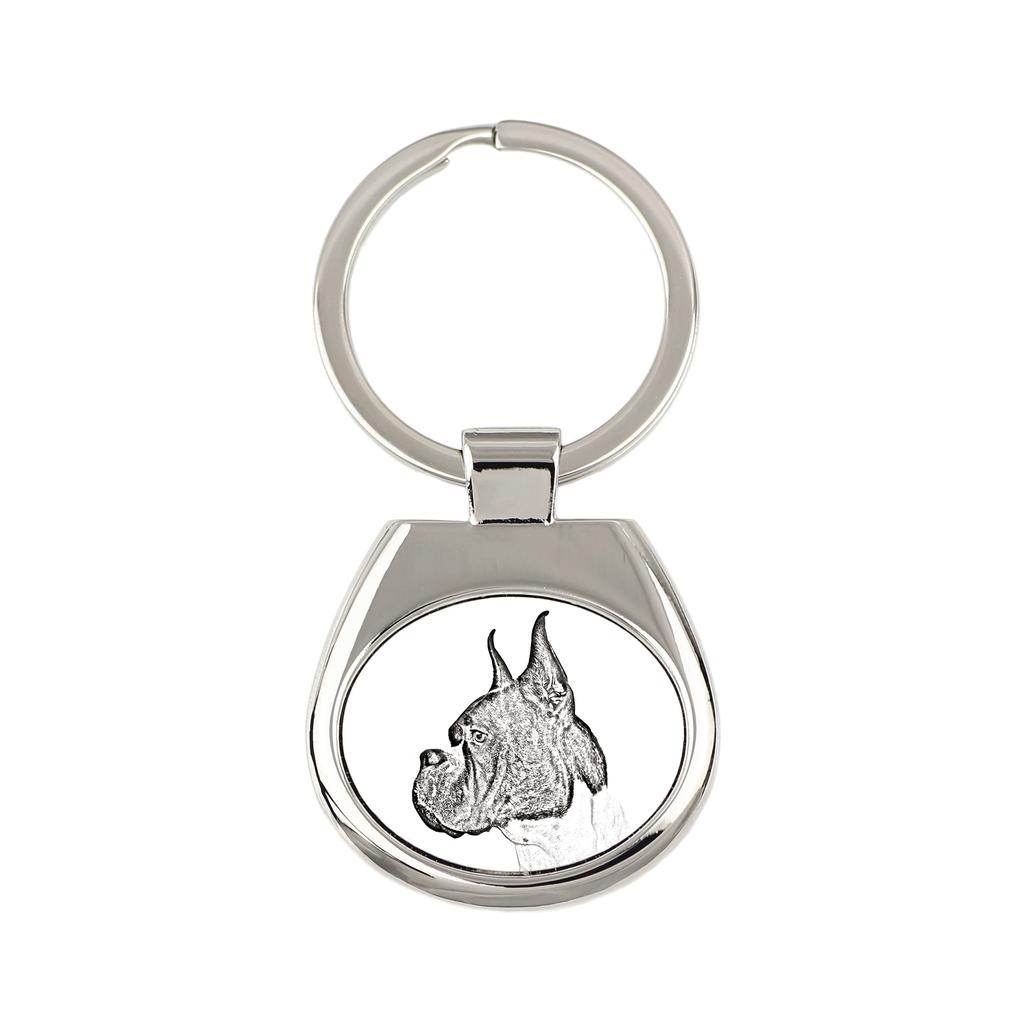 Boxer, German Boxer I - Keychain with a Dog, Keychain with a Print, Personalized Pendant from the Art-Dog Brand
