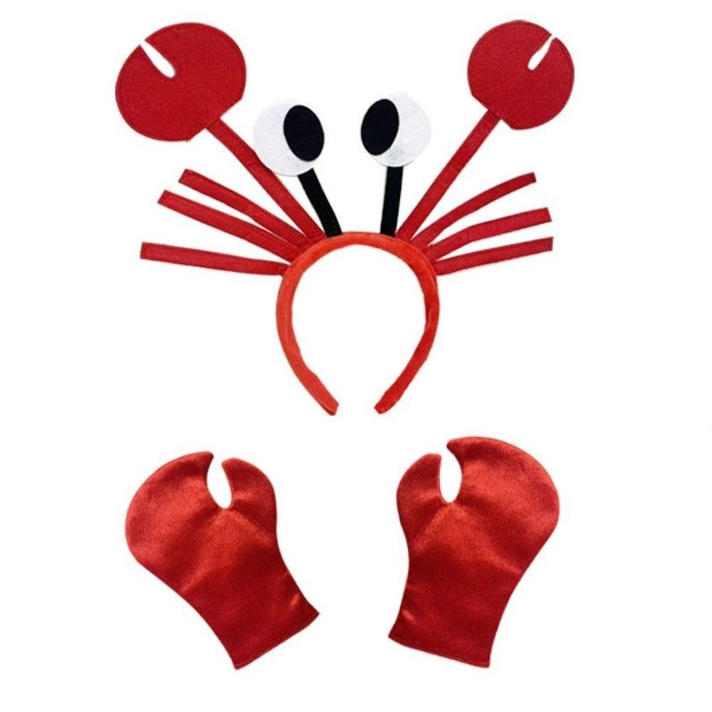 Cartoon Crab Headband Animal Character Costume Headwear Cute Red Lobster Costume Set Cosplay Event