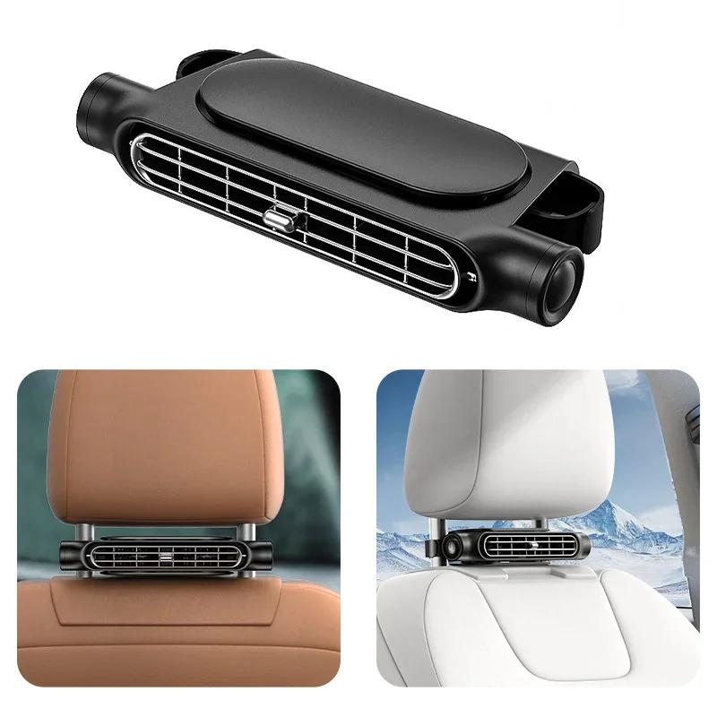 Портативный автомобильный вентилятор для сиденья с питанием от USB, 3 скорости, с турбиной, для подголовника и спинки, безлопастной дизайн, Amagi