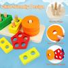 Montessori Wooden Geometric Shape Five Sets of Columns Blocks Assembling Children's Enlightenment Early Education Puzzle Toys