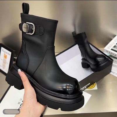 Стильные ботинки мартин на толстой платформе 2025 года - Универсальная женская обувь в британском стиле