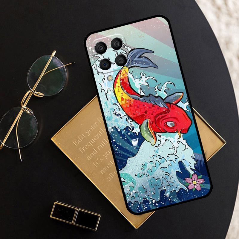 Чехол для Samsung Galaxy M11 M21 M31 M12 M13 M14 M15 M35 M55 M34 M54 M33 M53 M32 M52 M06 M16 с рисунком японского карпа кои, дракона и волны