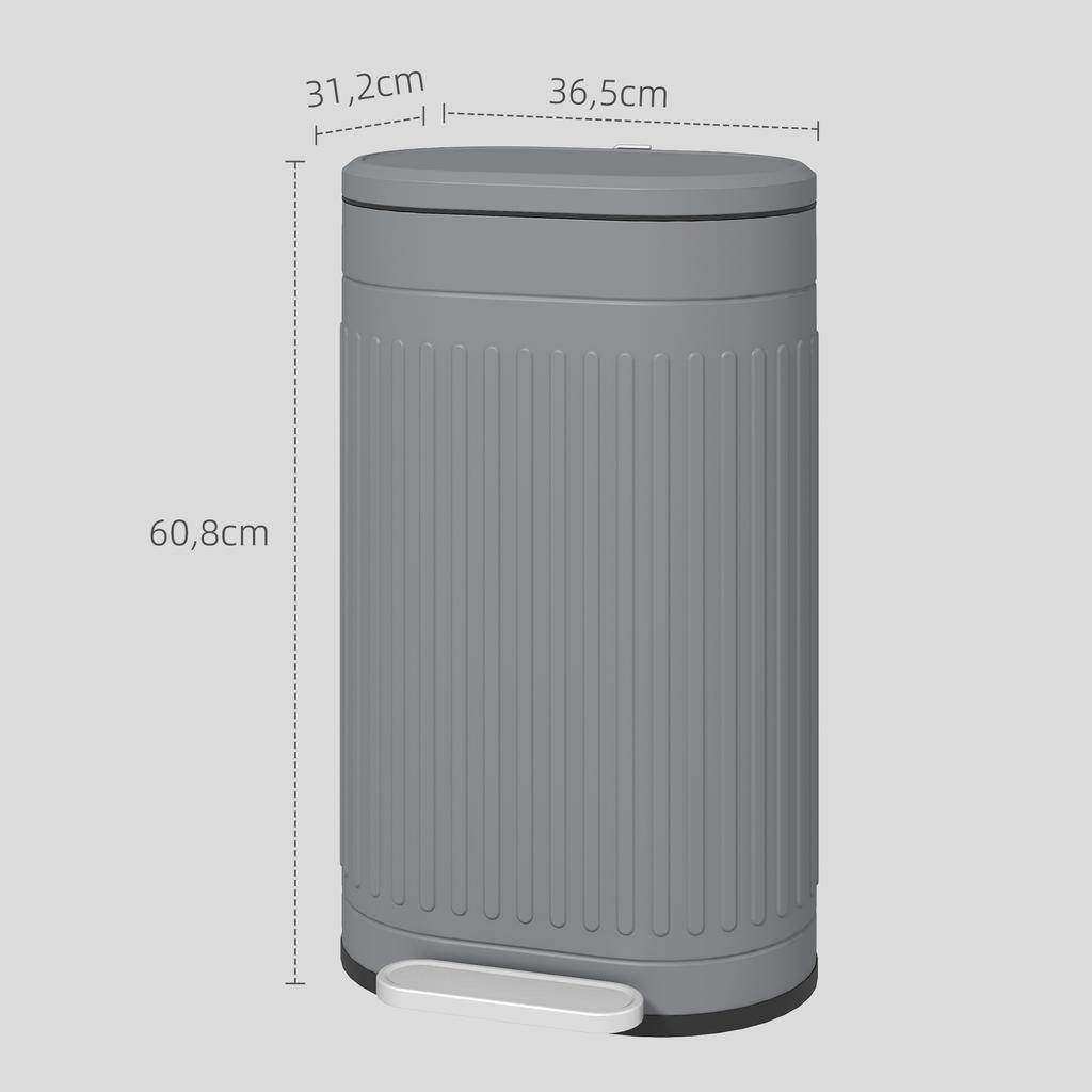 30L Metal Kitchen Bin, with Soft-Close Lid - Grey