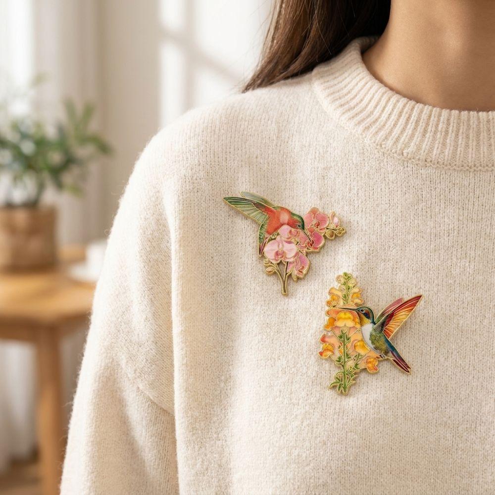 Chinese Style Metal Bird Floral Brooch Pin Zinc Zinc Zinc Alloy Animal Lapel Pins Jacket Decor